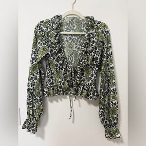 Zara Ruffled V-neck top